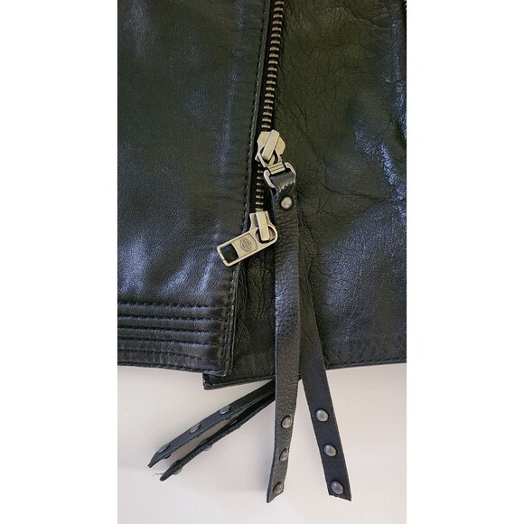 Harley Davidson Jacket Womens Medium Black Leather Zippers Pockets Studded New - Picture 6 of 16